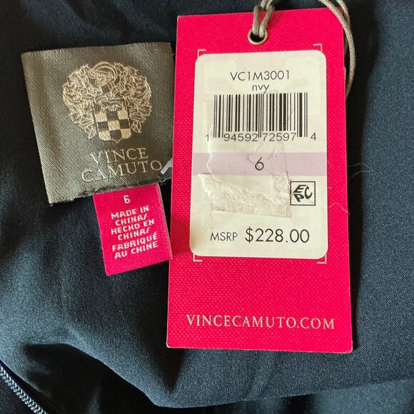 Vince Camuto Off the Shoulder Column Evening Gown Blue Size 6 Ruffled Side Slit - Picture 10 of 14